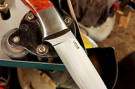 Stainthorp Knives Monarch. VG10 Suminagashi steel, dovetail bolsters and desert ironwood scales